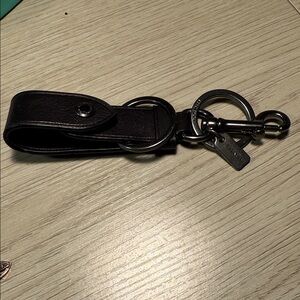 Coach Black Leather trigger SnapBag Charm holder keychain